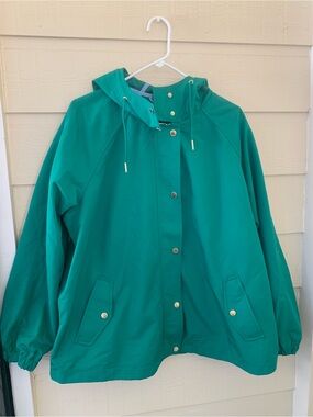 Isaac Mizrahi Teal Green Hooded Trench Coat